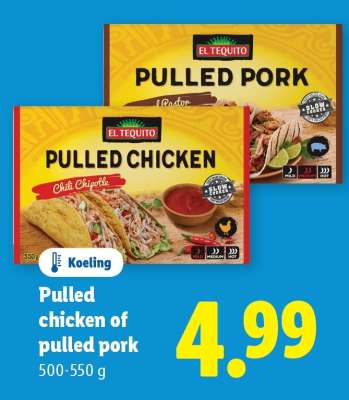 Pulled chicken of pulled pork