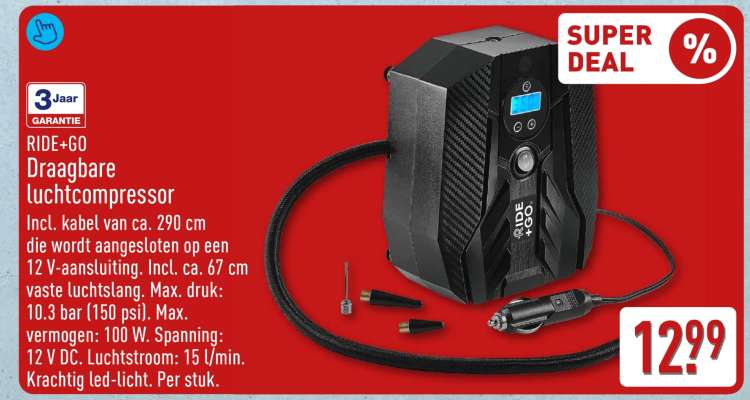 RIDE+GO Draagbare luchtcompressor