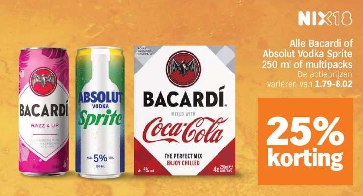 Bacardi of Absolut Vodka Sprite