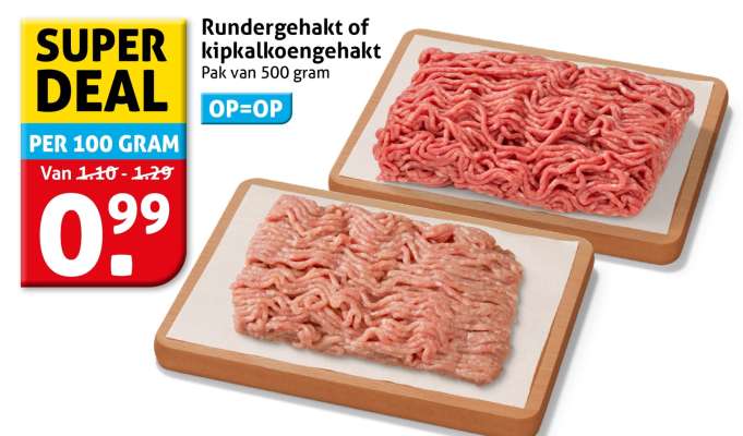 Rundergehakt of kipkalkoengehakt