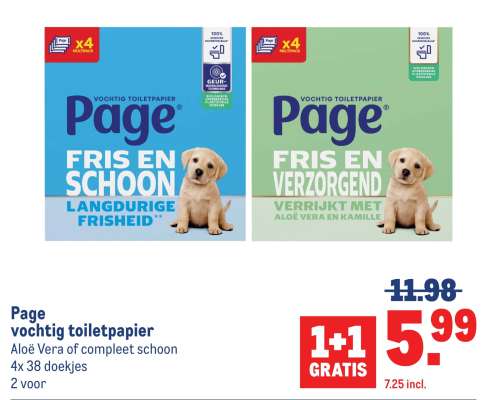 Page vochtig toiletpapier