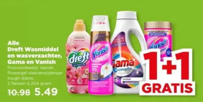 Dreft Wasmiddel en wasverzachter, Gama en Vanish