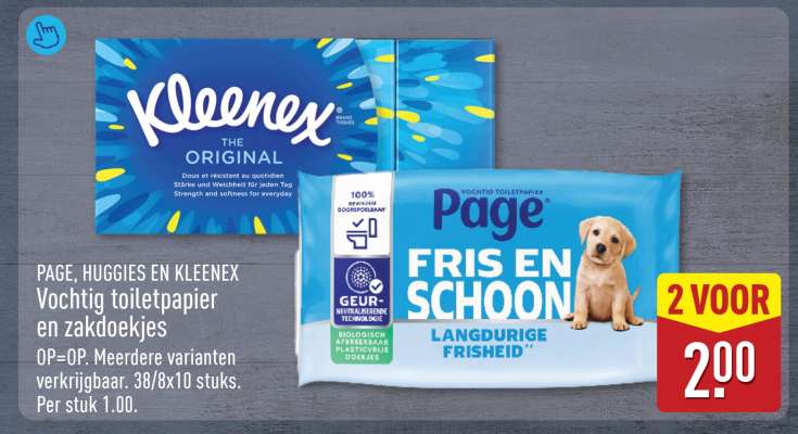 Page, Huggies en Kleenex