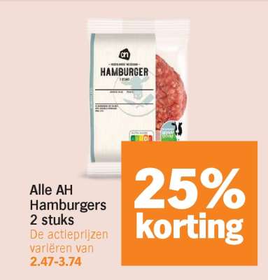 Alle AH Hamburgers 2 stuks