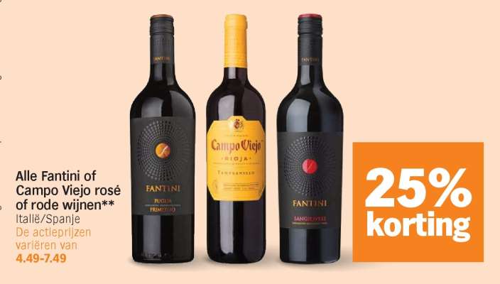 Alle Fantini of Campo Viejo rosé of rode wijnen