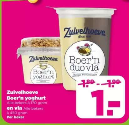 Zuivelhoeve Boer'n yoghurt en vla