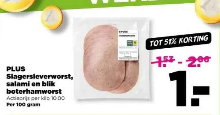 PLUS Slagersleverworst, salami en blik boterhamworst