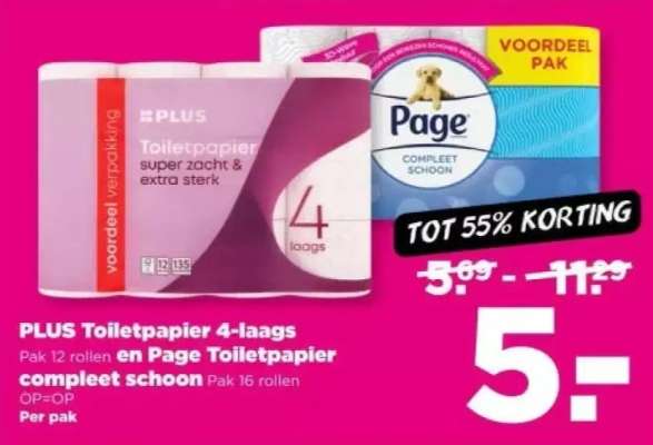 PLUS Toiletpapier 4-laags en Page Toiletpapier compleet schoon
