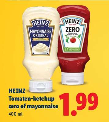HEINZ Tomaten-ketchup zero of mayonnaise