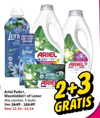 Ariel Pods+, Wasmiddel+ of Lenor