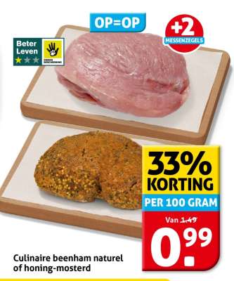 Culinaire beenham naturel of honing-mosterd