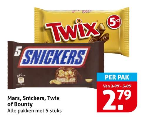 Mars, Snickers, Twix of Bounty