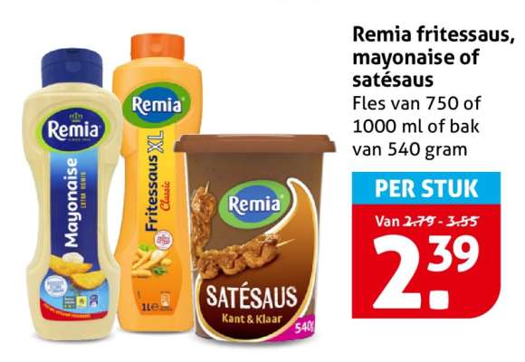 Remia fritessaus, mayonaise of satésaus