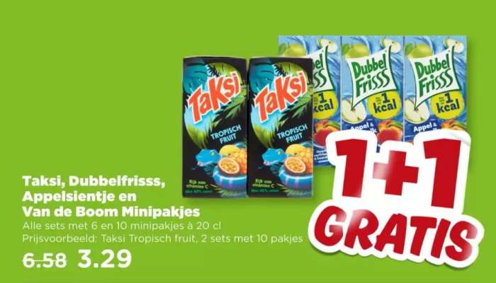 Taksi, DubbelFrisss, Appelsientje en Van de Boom Minipakjes