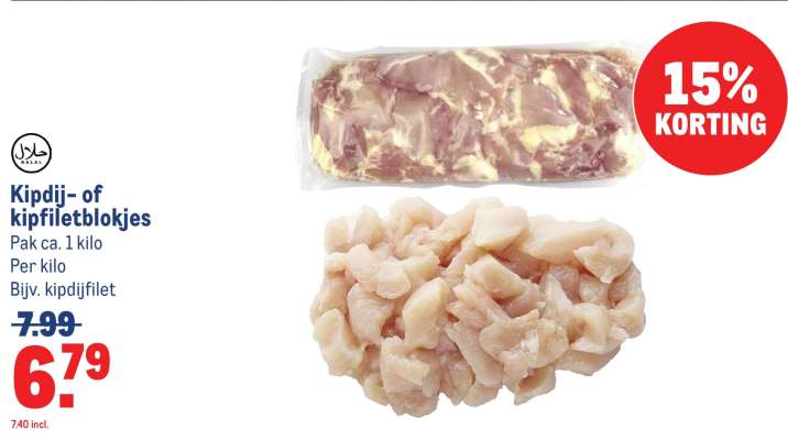 Kipdij- of kipfiletblokjes