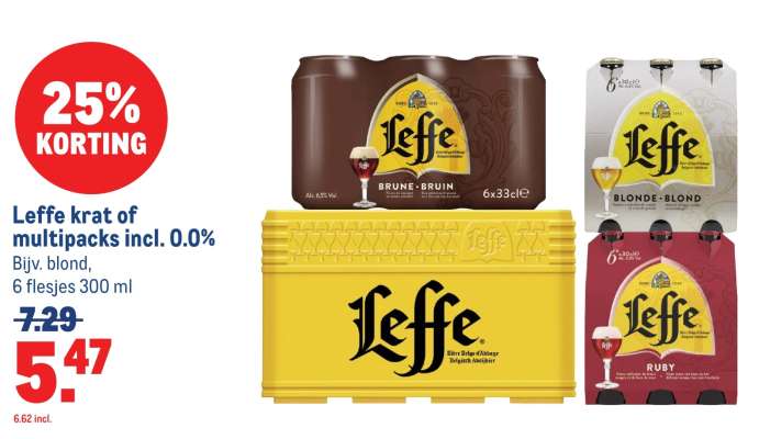Leffe krat of multipacks incl. 0.0%