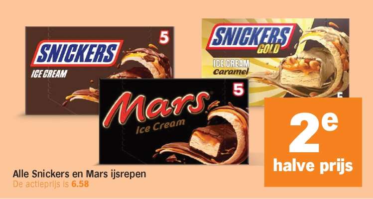 Snickers en Mars ijsrepen