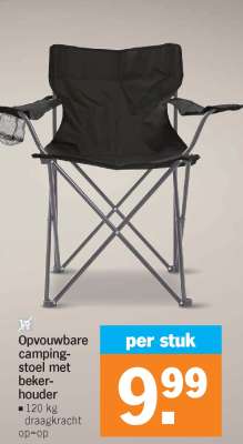 Opvouwbare campingstoel met bekerhouder