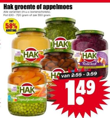 Hak groente of appelmoes