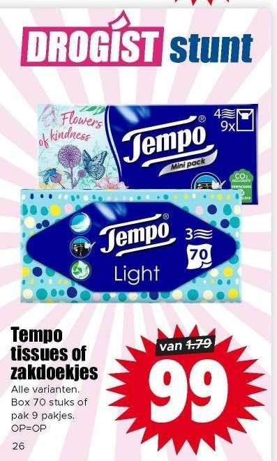 Tempo tissues of zakdoekjes