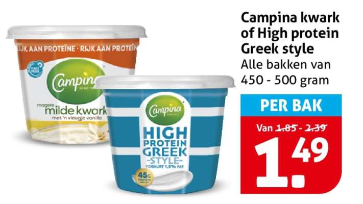 Campina kwark of High protein Greek style