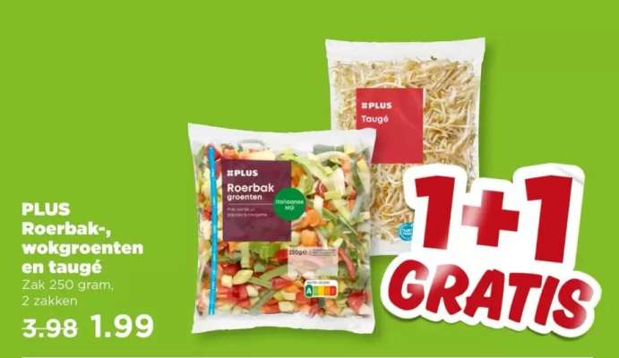 PLUS Roerbak-, wokgroenten en taugé