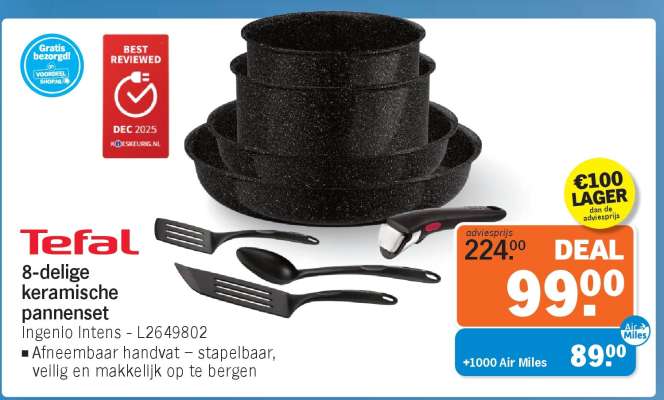 Tefal 8-delige keramische pannenset