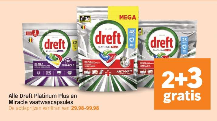 Dreft Platinum Plus en Miracle vaatwascapsules