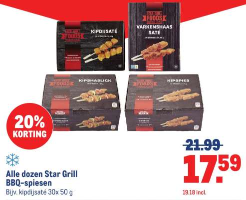 Alle dozen Star Grill BBQ-spiesen
