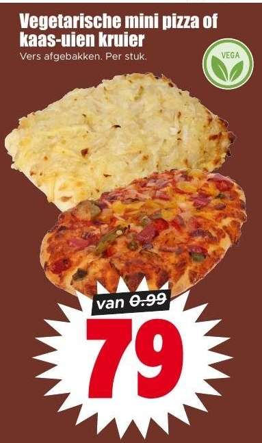 Vegetarische mini pizza of kaas-uien kruier
