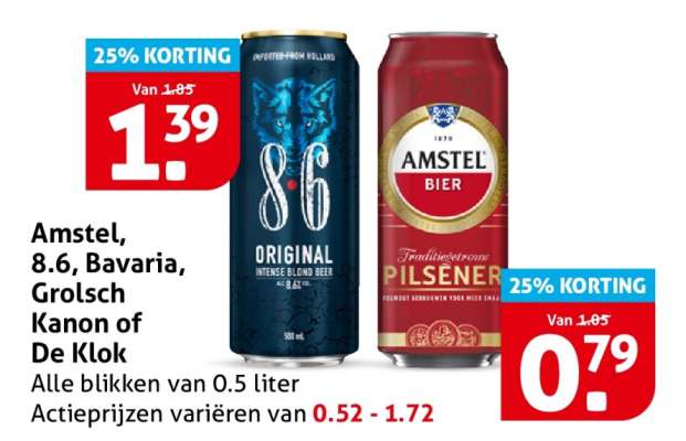 Amstel, 8.6, Bavaria, Grolsch Kanon of De Klok