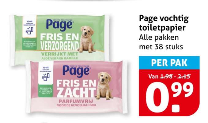 Page vochtig toiletpapier