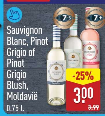Sauvignon Blanc, Pinot Grigio of Pinot Grigio Blush, Moldavië