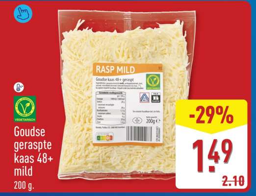 Goudse geraspte kaas 48+ mild