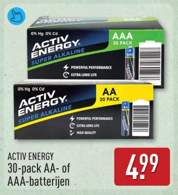 ACTIV ENERGY 30-pack AA- of AAA-batterijen