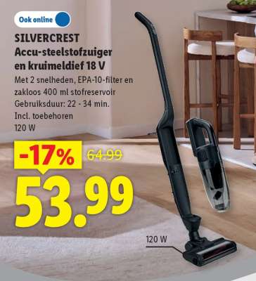 SILVERCREST Accu-steelstofzuiger en kruimeldief 18 V