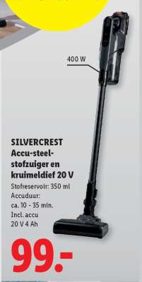 SILVERCREST Accu-steel-stofzuiger en kruimeldief 20 V