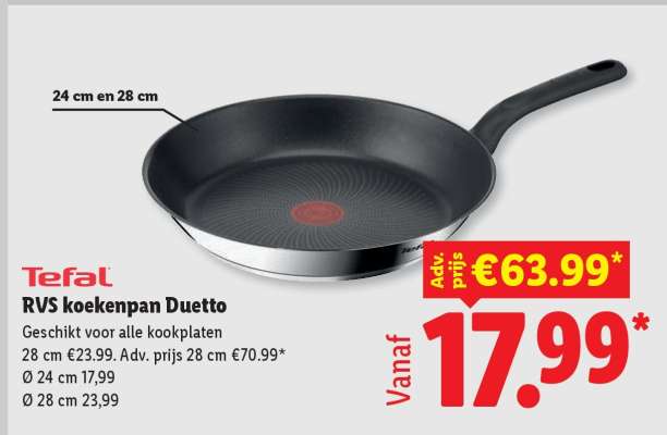 Tefal RVS koekenpan Duetto