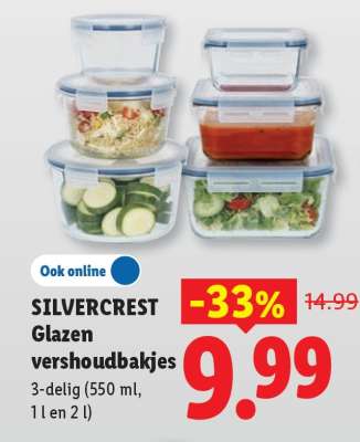 SILVERCREST Glazen vershoudbakjes