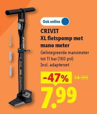 CRIVIT XL fietspomp met manometer