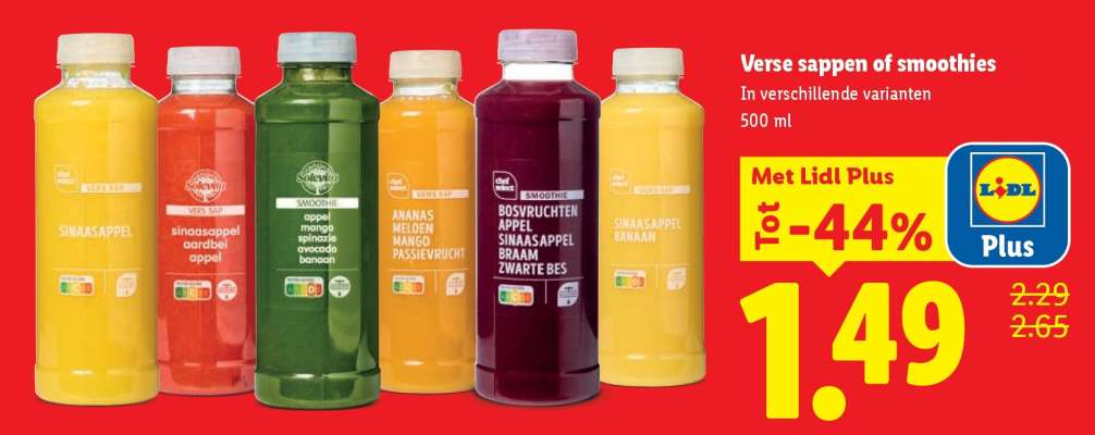 Verse sappen of smoothies