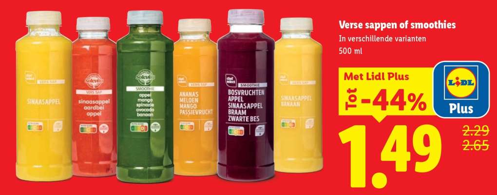 Verse sappen of smoothies