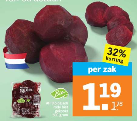 AH Biologisch rode biet gekookt 500 gram