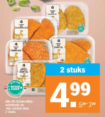 Alle AH Scharrelkip-schnitzels en -kip cordon bleu 2 stuks