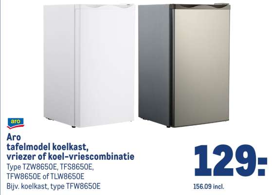 Aro tafelmodel koelkast, vriezer of koel-vriescombinatie