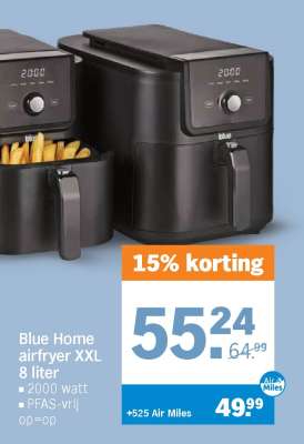 Blue Home airfryer XXL 8 liter
