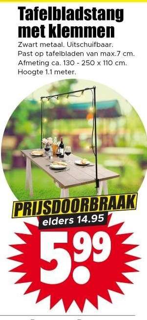 Tafelbladstang met klemmen