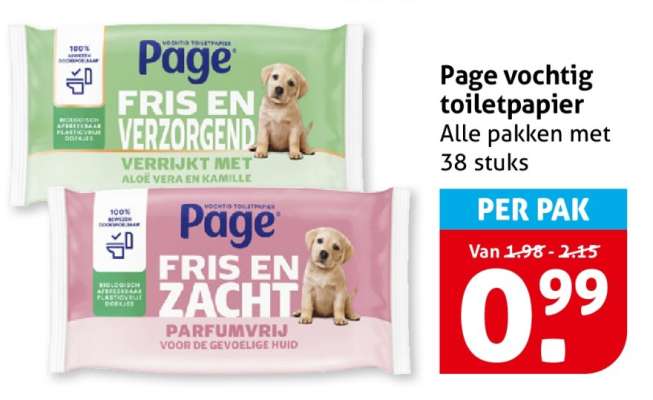 Page vochtig toiletpapier