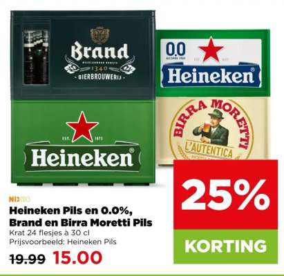 Heineken Pils en 0.0%, Brand en Birra Moretti Pils