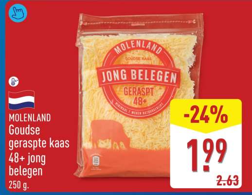 MOLENLAND Goudse geraspte kaas 48+ jong belegen